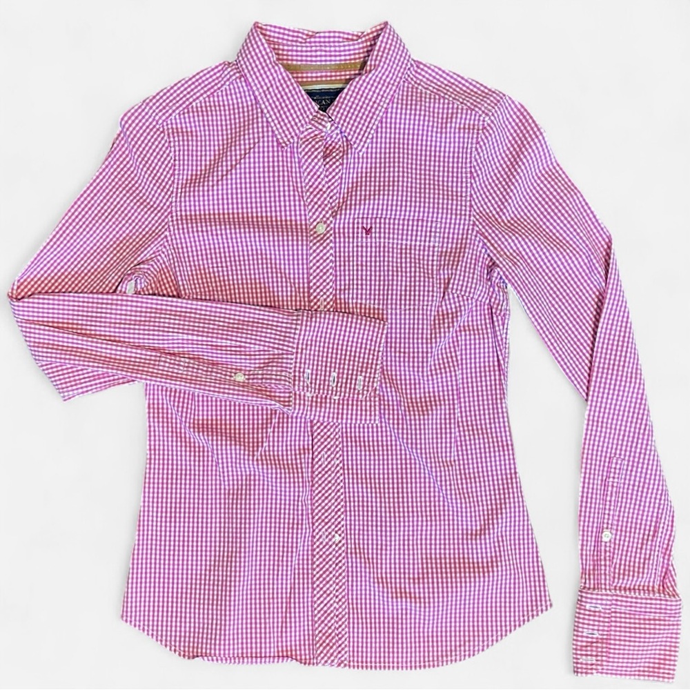 American Eagle Outfitters Y2K Vintage 2000s Button Down Gingham Shirt